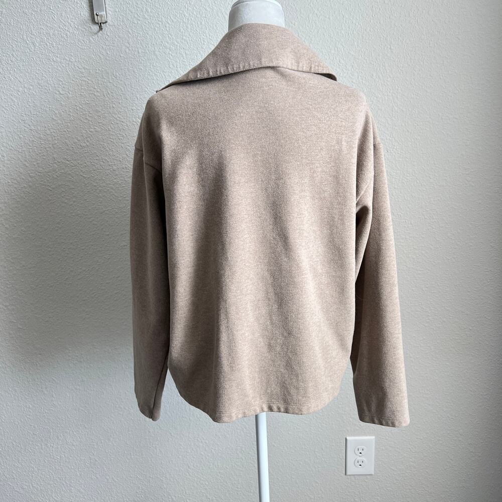 Uniqlo Oatmeal 1/2 Zip Brushed Fleece Pullover Jacket Women's L Casual Normcore - Picture 4 of 7